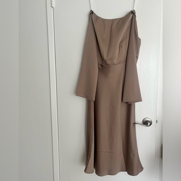 Love, Bonito Hyacinth Padded Satin Low Back Dress in Nude - Picture 2 of 5